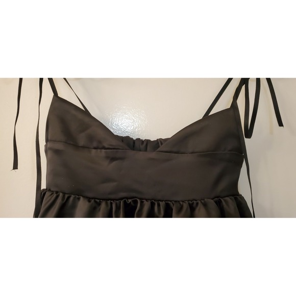 PAR VIOLET Dress XS Girl's On Film Black Satin Dress Bubble Hem Spaghetti Straps - Picture 10 of 15